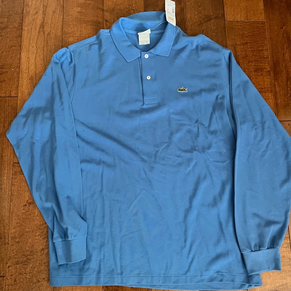 Lacoste long sleeve collared shirt, light blue, Size 6, NWT